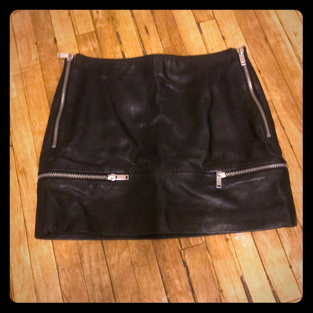 Zara - Leather Mini Skirt with Zipper Detail